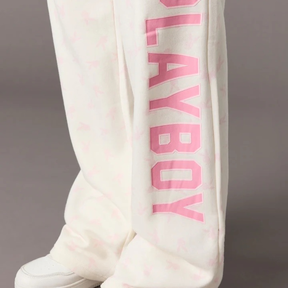 BNWT PLAYBOY Cream and Pink Baggy Joggers